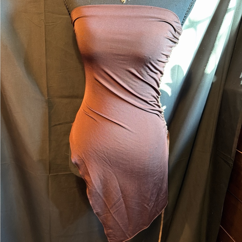 Elegant Brown Strapless Top